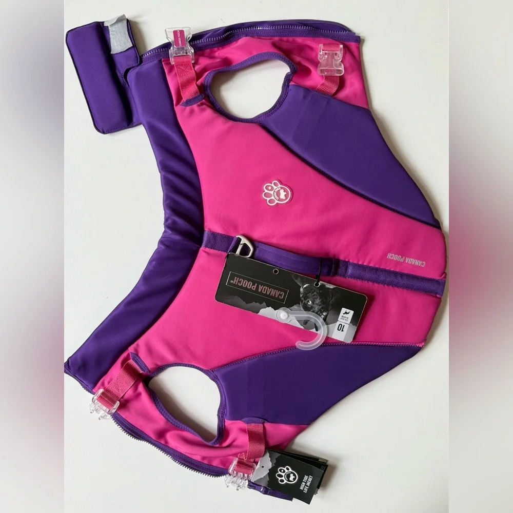 Canada Pooch High Tide Life Dog Jacket - Pink/Purple - Size 20